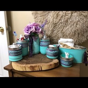 Mason jar bathroom set of 7 pieces